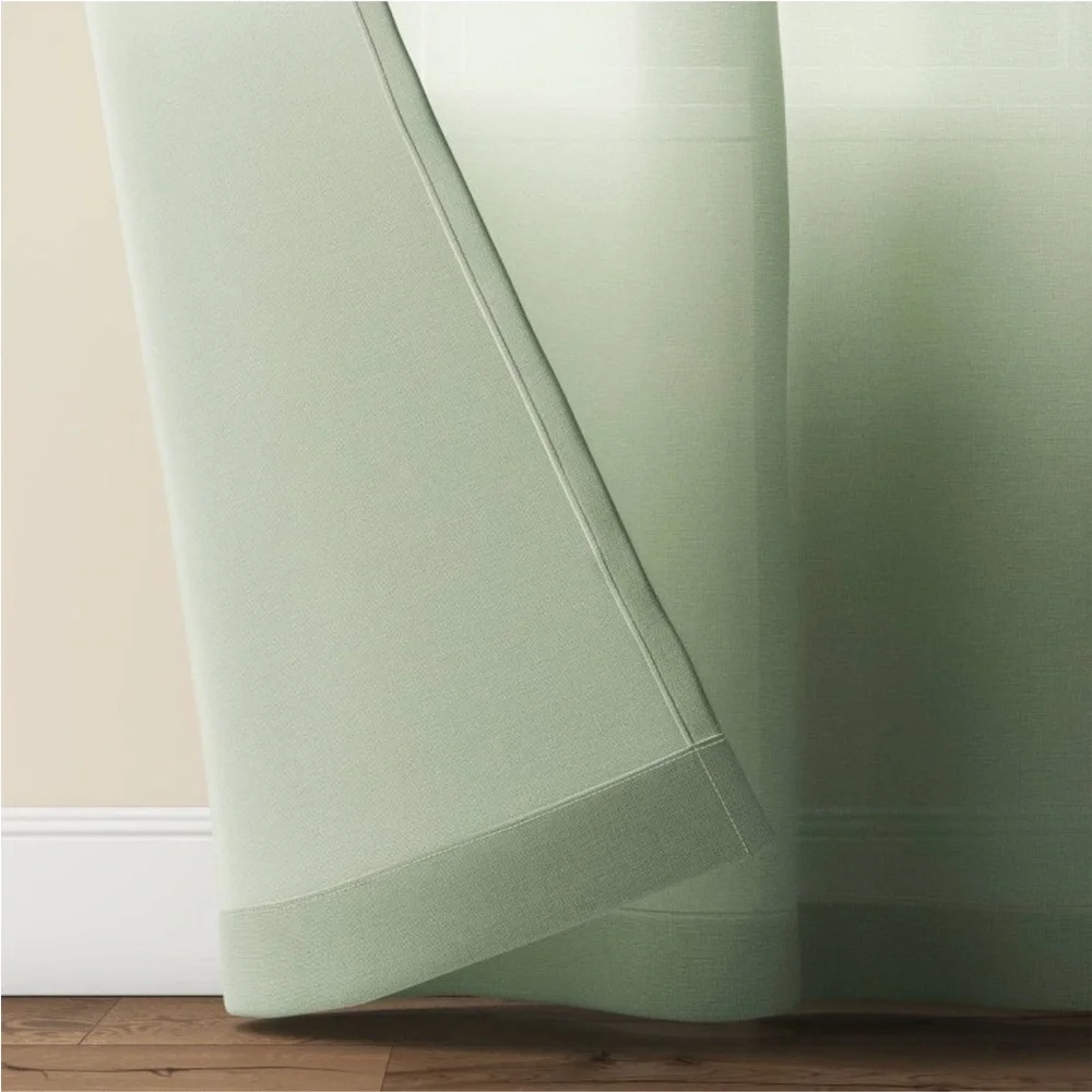 2!!!! THRESHOLD NWT light filtering solid Farrah window curtain panels -green
